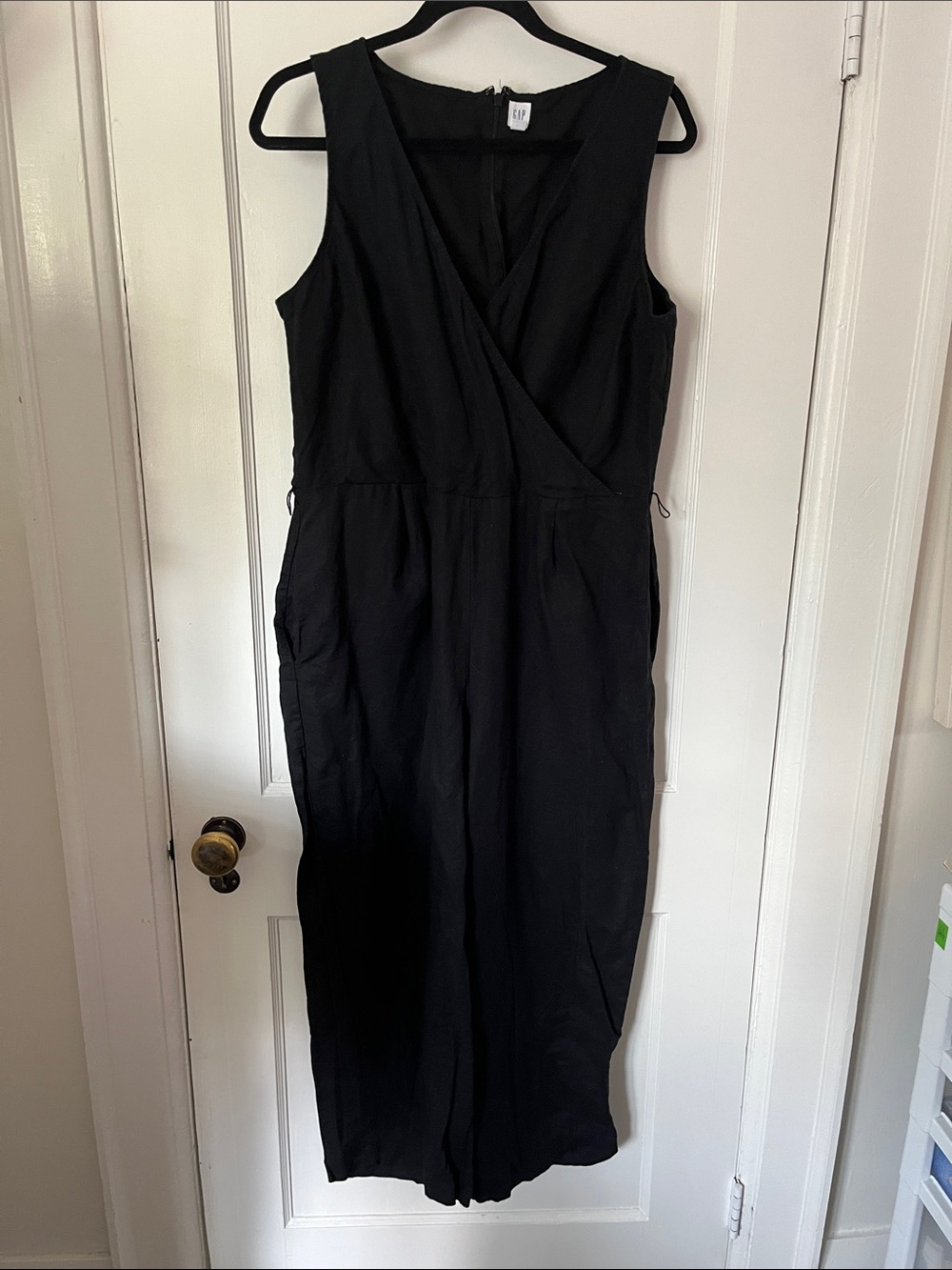 GAP Black Sleeveless Wrap Jumpsuit